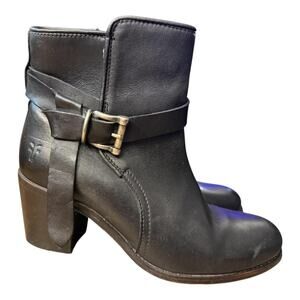Frye Malorie Knotted Short Black Leather Boot Women size 6.5